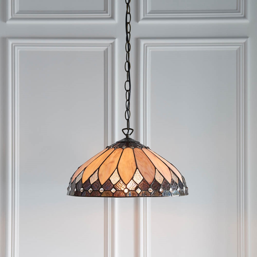 Endon 63977 - Πολυέλαιος με αλυσίδα Tiffany BROOKLYN 1xE27/60W/230V Ø 40 cm