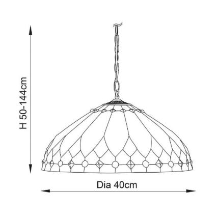 Endon 63977 - Πολυέλαιος με αλυσίδα Tiffany BROOKLYN 1xE27/60W/230V Ø 40 cm