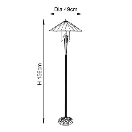 Endon 64041 - Επιδαπέδιο φωτιστικό Tiffany DARK STAR 2xE27/60W/230V διάμ. 49 cm