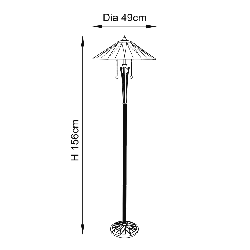 Endon 64041 - Επιδαπέδιο φωτιστικό Tiffany DARK STAR 2xE27/60W/230V διάμ. 49 cm