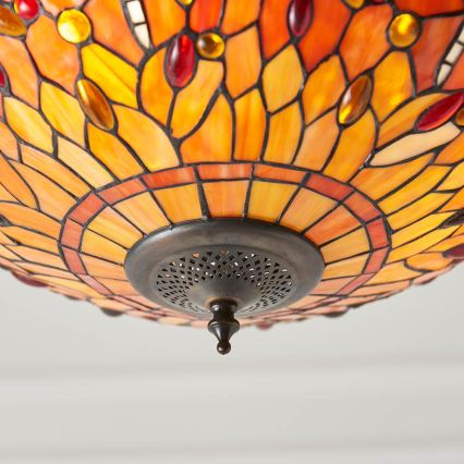 Endon 64076 - Κρεμαστό φωτιστικό με αλυσίδα Tiffany DRAGONFLY, 3xE27/60W/230V, διάμ. 41 εκ.