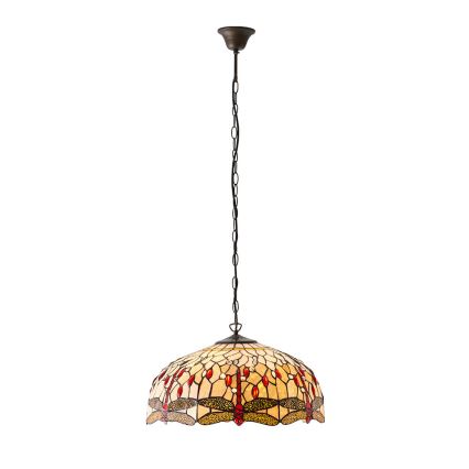 Endon 64079 - Κρεμαστό φωτιστικό με αλυσίδα Tiffany DRAGONFLY 3xE27/60W/230V διάμ. 50 cm