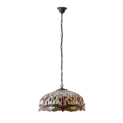 Endon 64079 - Κρεμαστό φωτιστικό με αλυσίδα Tiffany DRAGONFLY 3xE27/60W/230V διάμ. 50 cm