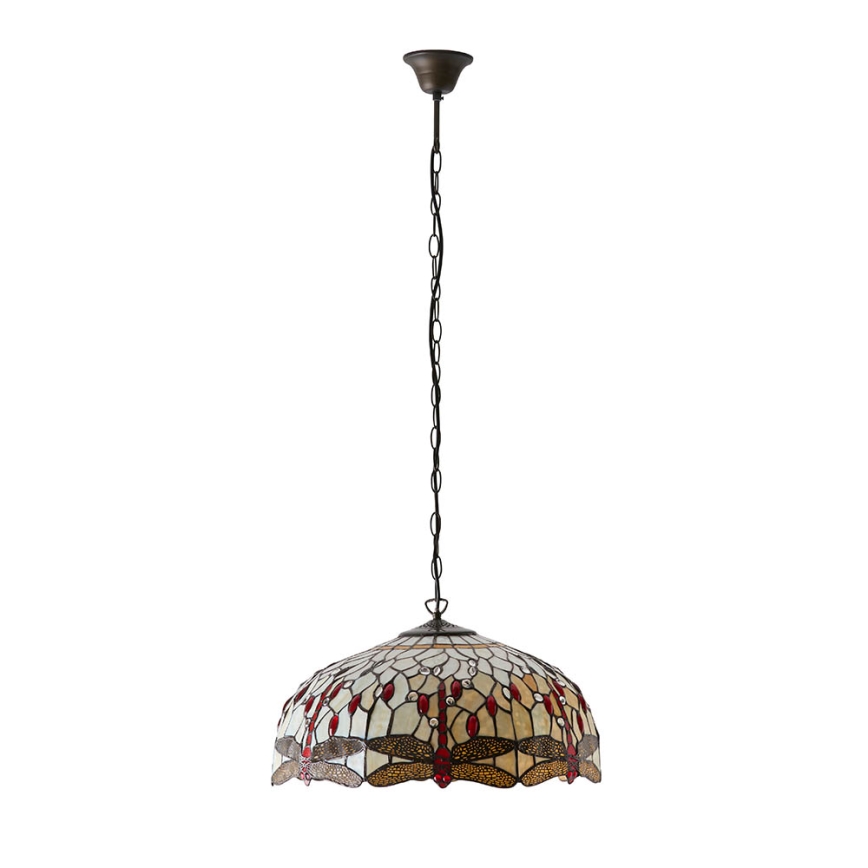 Endon 64079 - Κρεμαστό φωτιστικό με αλυσίδα Tiffany DRAGONFLY 3xE27/60W/230V διάμ. 50 cm