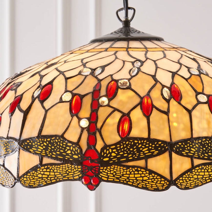 Endon 64079 - Κρεμαστό φωτιστικό με αλυσίδα Tiffany DRAGONFLY 3xE27/60W/230V διάμ. 50 cm