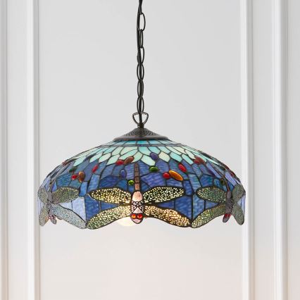 Endon 64080 - Κρεμαστό φωτιστικό με αλυσίδα Tiffany DRAGONFLY 3xE27/60W/230V διάμ. 41 cm