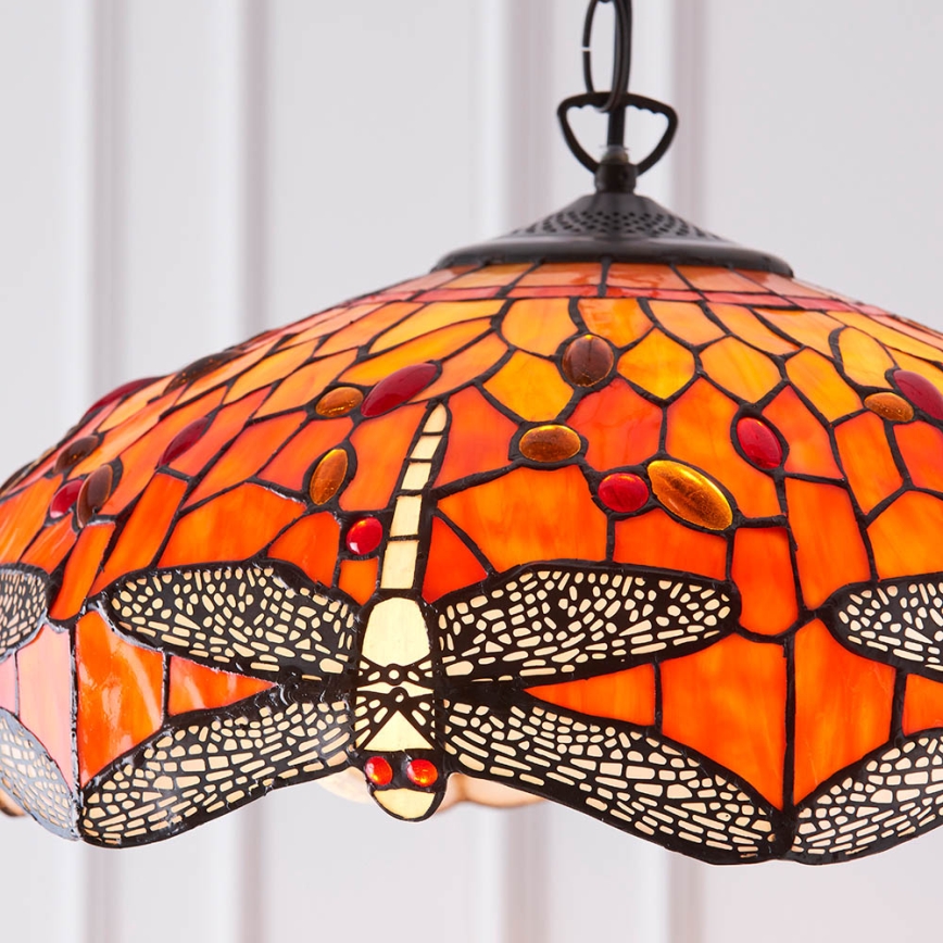 Endon 64081 - Κρεμαστό φωτιστικό με αλυσίδα Tiffany DRAGONFLY 3xE27/60W/230V, διάμ. 41 εκ.