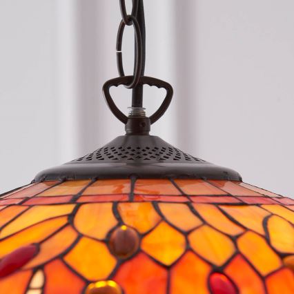 Endon 64081 - Κρεμαστό φωτιστικό με αλυσίδα Tiffany DRAGONFLY 3xE27/60W/230V, διάμ. 41 εκ.