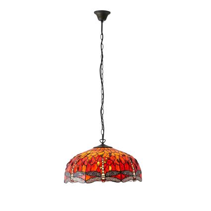 Endon 64082 - Κρεμαστό φωτιστικό με αλυσίδα Tiffany DRAGONFLY, 3xE27/60W/230V, Ø 50 εκ.
