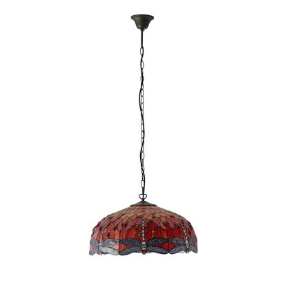Endon 64082 - Κρεμαστό φωτιστικό με αλυσίδα Tiffany DRAGONFLY, 3xE27/60W/230V, Ø 50 εκ.