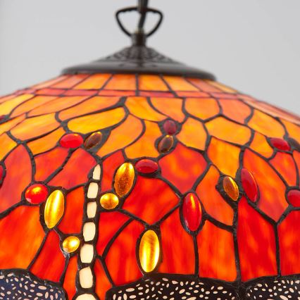 Endon 64082 - Κρεμαστό φωτιστικό με αλυσίδα Tiffany DRAGONFLY, 3xE27/60W/230V, Ø 50 εκ.