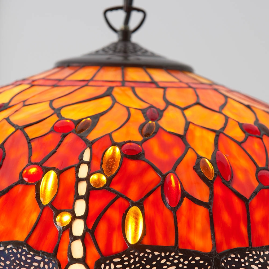 Endon 64082 - Κρεμαστό φωτιστικό με αλυσίδα Tiffany DRAGONFLY, 3xE27/60W/230V, Ø 50 εκ.