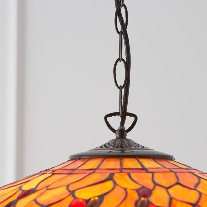 Endon 64082 - Κρεμαστό φωτιστικό με αλυσίδα Tiffany DRAGONFLY, 3xE27/60W/230V, Ø 50 εκ.