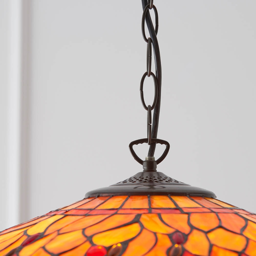 Endon 64082 - Κρεμαστό φωτιστικό με αλυσίδα Tiffany DRAGONFLY, 3xE27/60W/230V, Ø 50 εκ.