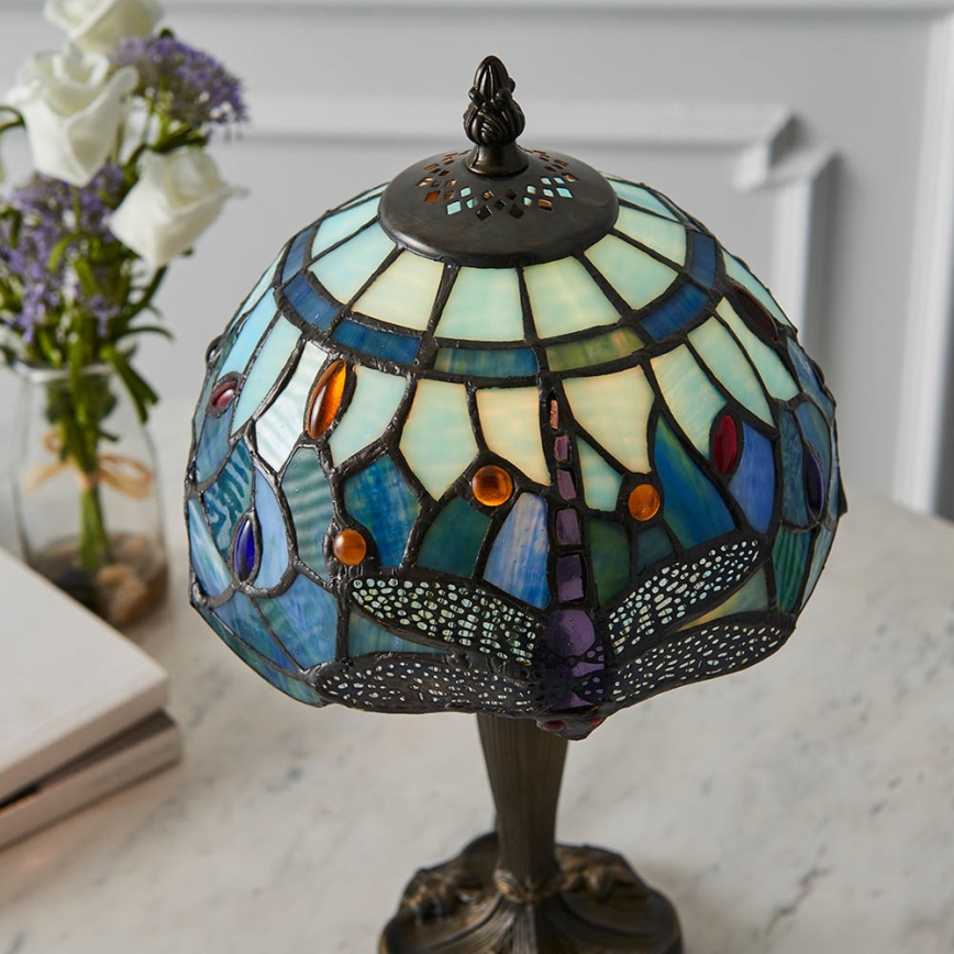 Endon 64088 - Επιτραπέζιο φωτιστικό Tiffany DRAGONFLY 1xE14/7W/230V, διάμετρος 20 cm