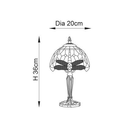 Endon 64088 - Επιτραπέζιο φωτιστικό Tiffany DRAGONFLY 1xE14/7W/230V, διάμετρος 20 cm