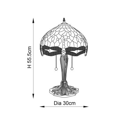 Endon 64090 - Επιτραπέζιο φωτιστικό DRAGONFLY 2xE27/60W/230V Ø 30 cm