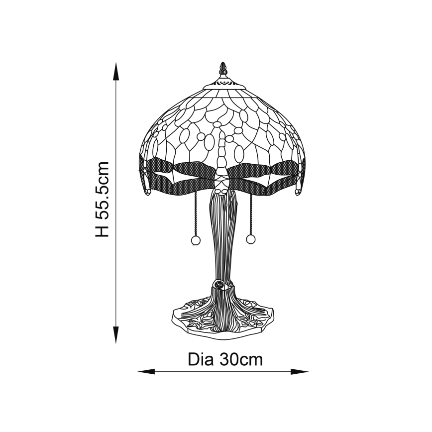 Endon 64090 - Επιτραπέζιο φωτιστικό DRAGONFLY 2xE27/60W/230V Ø 30 cm