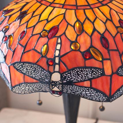 Endon 64093 - Επιτραπέζιο φωτιστικό Tiffany DRAGONFLY, 2x E27 60W/230V, διάμετρος 41 εκ.