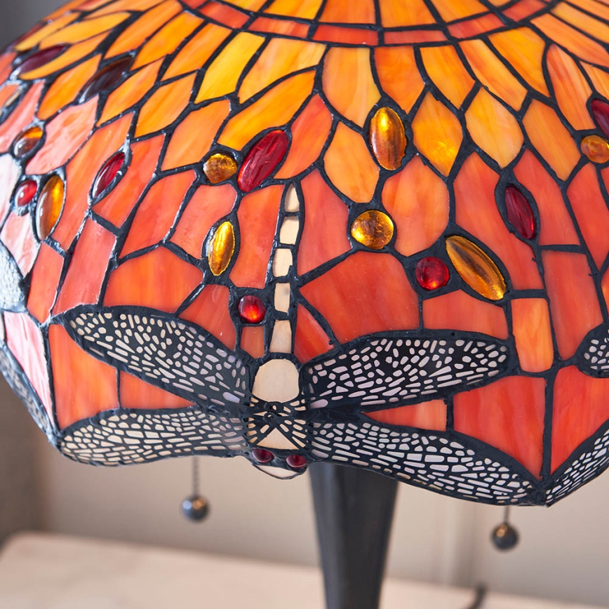 Endon 64093 - Επιτραπέζιο φωτιστικό Tiffany DRAGONFLY, 2x E27 60W/230V, διάμετρος 41 εκ.