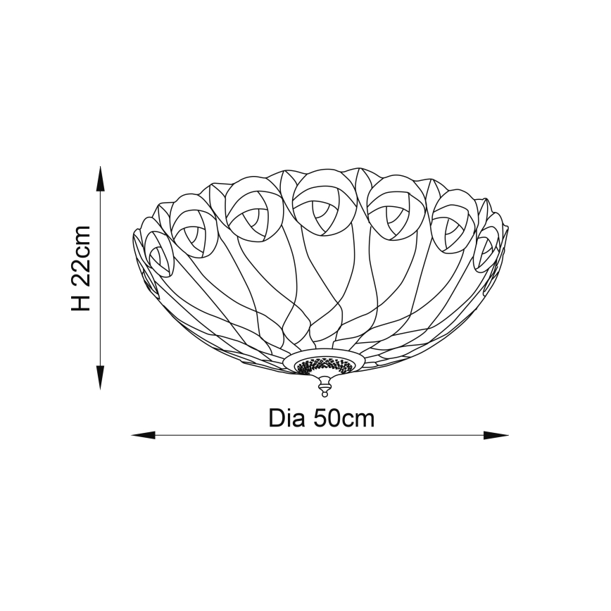 Endon 64173 - Φωτιστικό οροφής Tiffany HUTCHINSON 2xE27/60W/230V Ø 50 cm