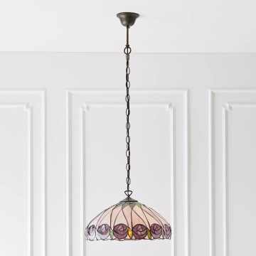 Endon 64176 - Κρεμαστό φωτιστικό με αλυσίδα Tiffany HUTCHINSON 1xE27/60W/230V Ø 40 cm