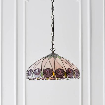 Endon 64176 - Κρεμαστό φωτιστικό με αλυσίδα Tiffany HUTCHINSON 1xE27/60W/230V Ø 40 cm