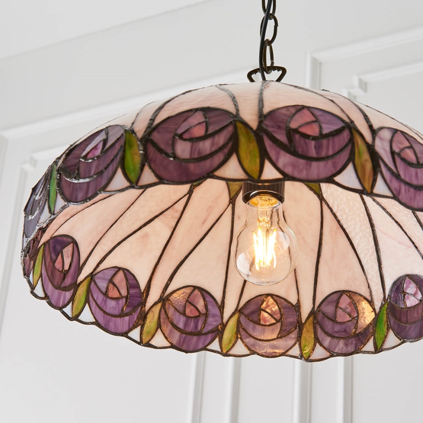 Endon 64176 - Κρεμαστό φωτιστικό με αλυσίδα Tiffany HUTCHINSON 1xE27/60W/230V Ø 40 cm