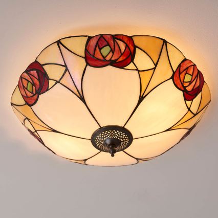 Endon 64182 - Φωτιστικό οροφής Tiffany INGRAM 2xE27/60W/230V διάμ. 45 εκ.