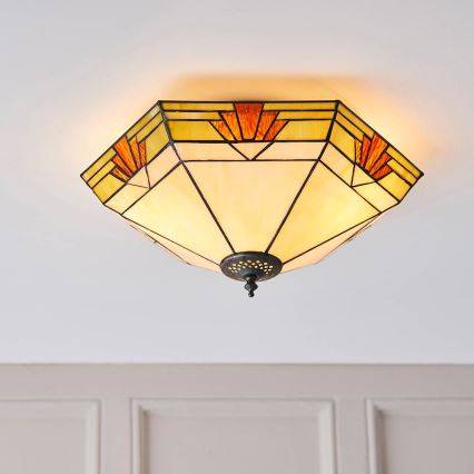 Endon 64284 - Φωτιστικό οροφής Tiffany NEVADA 2xE27/60W/230V, διάμετρος 40 cm