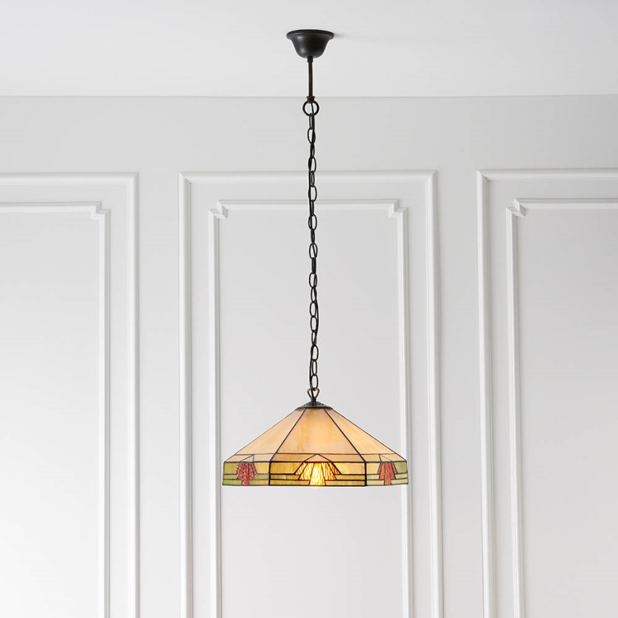 Endon 64285 - Πολυέλαιος Tiffany NEVADA με αλυσίδα, 1xE27/60W/230V, Ø 35 cm