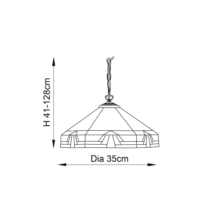Endon 64285 - Πολυέλαιος Tiffany NEVADA με αλυσίδα, 1xE27/60W/230V, Ø 35 cm