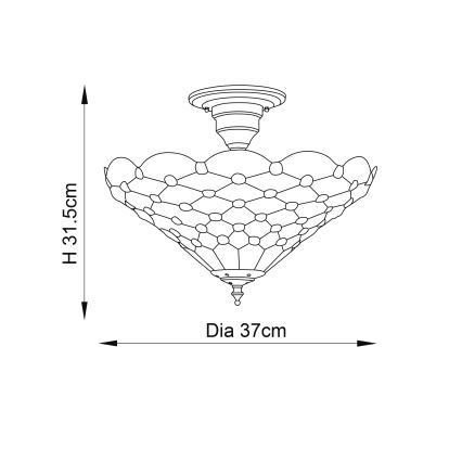 Endon 64300 - Κολλητός πολυέλαιος Tiffany PEARL 3x E27/60W/230V Ø 37 cm