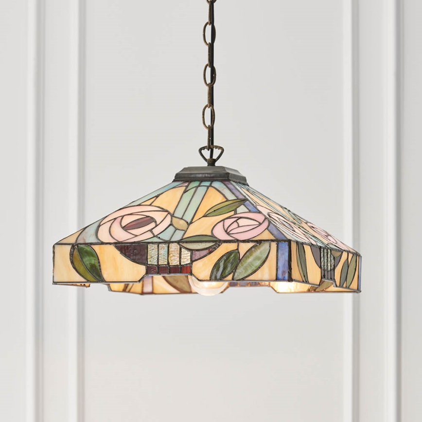 Endon 64385 - Κρεμαστό φωτιστικό σε αλυσίδα Tiffany WILLOW, 1xE27/60W/230V, Ø 35 εκ.