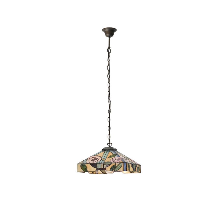 Endon 64385 - Κρεμαστό φωτιστικό σε αλυσίδα Tiffany WILLOW, 1xE27/60W/230V, Ø 35 εκ.