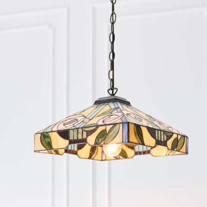Endon 64385 - Κρεμαστό φωτιστικό σε αλυσίδα Tiffany WILLOW, 1xE27/60W/230V, Ø 35 εκ.