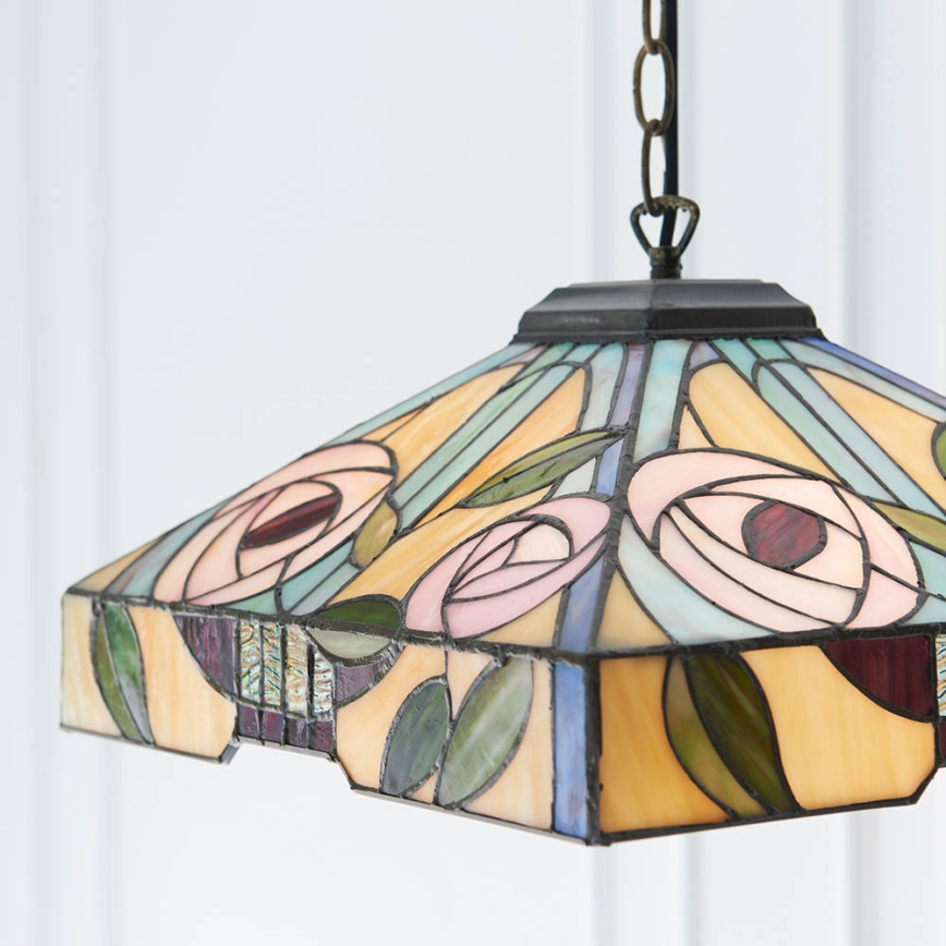 Endon 64385 - Κρεμαστό φωτιστικό σε αλυσίδα Tiffany WILLOW, 1xE27/60W/230V, Ø 35 εκ.