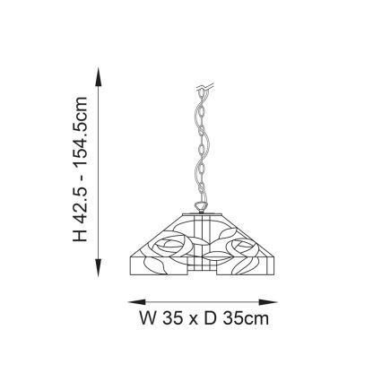 Endon 64385 - Κρεμαστό φωτιστικό σε αλυσίδα Tiffany WILLOW, 1xE27/60W/230V, Ø 35 εκ.