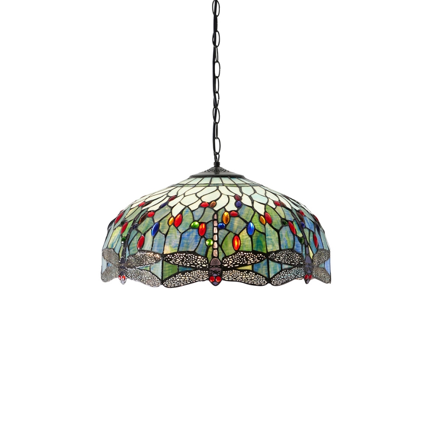Endon 66148 - Πολυέλαιος με αλυσίδα Tiffany DRAGONFLY 3xE27/60W/230V διάμ. 50 cm