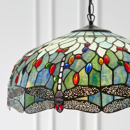 Endon 66148 - Πολυέλαιος με αλυσίδα Tiffany DRAGONFLY 3xE27/60W/230V διάμ. 50 cm
