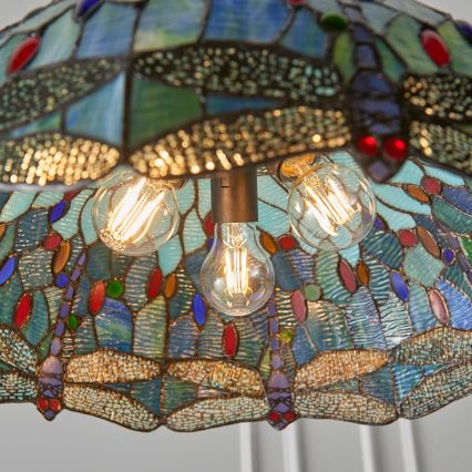 Endon 66148 - Πολυέλαιος με αλυσίδα Tiffany DRAGONFLY 3xE27/60W/230V διάμ. 50 cm