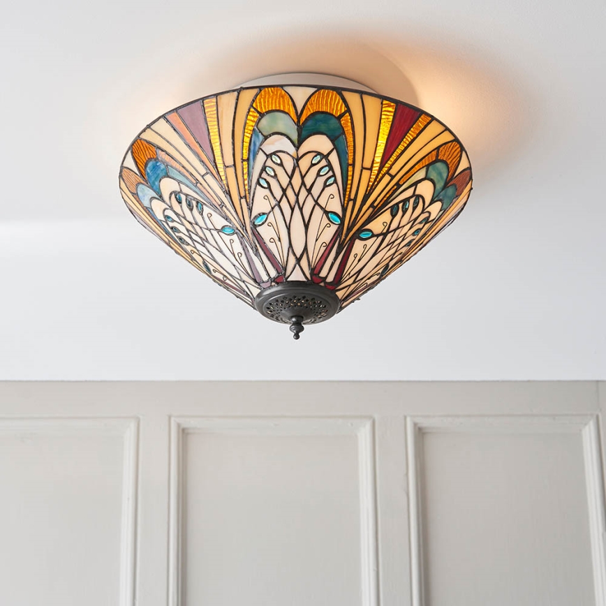 Endon 70241 - Φωτιστικό οροφής Tiffany HECTOR 2xE27/60W/230V, διάμετρος 40 cm