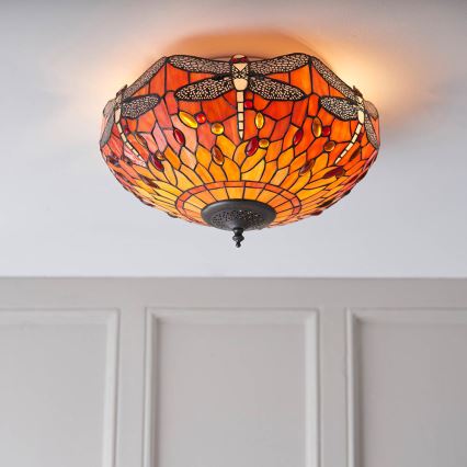 Endon 70721 - Φωτιστικό οροφής Tiffany DRAGONFLY 2xE27/60W/230V pr. 41 cm