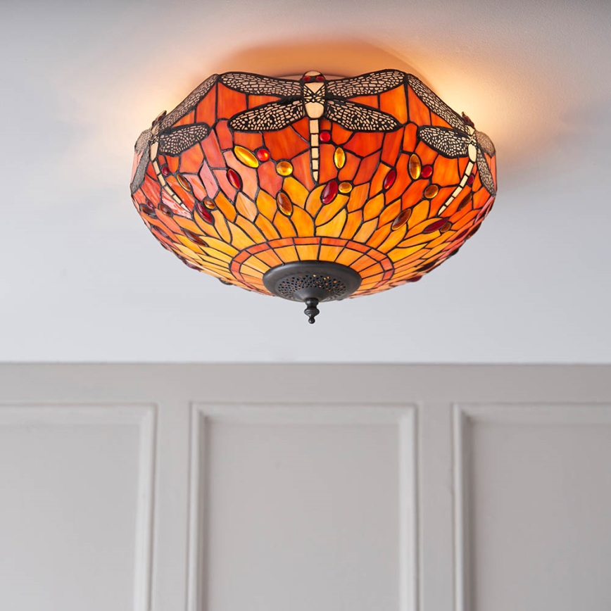 Endon 70721 - Φωτιστικό οροφής Tiffany DRAGONFLY 2xE27/60W/230V pr. 41 cm