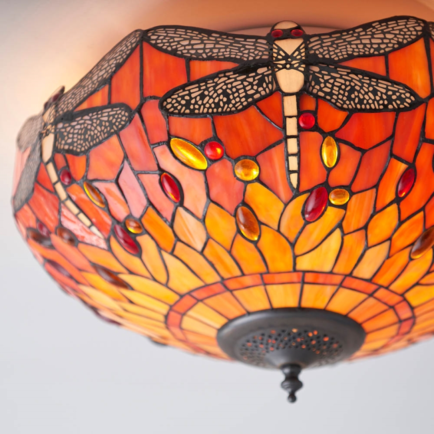 Endon 70721 - Φωτιστικό οροφής Tiffany DRAGONFLY 2xE27/60W/230V pr. 41 cm