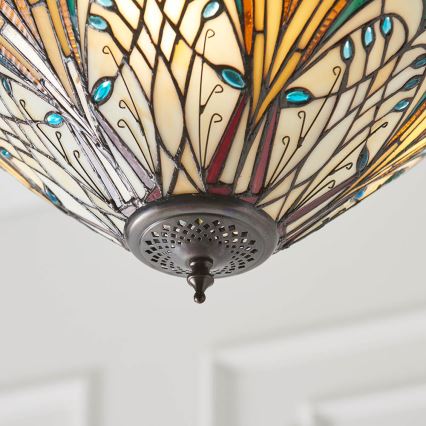 Endon 70750 - Πολυέλαιος σε αλυσίδα Tiffany HECTOR 3xE27/60W/230V, διάμ. 40 εκ.