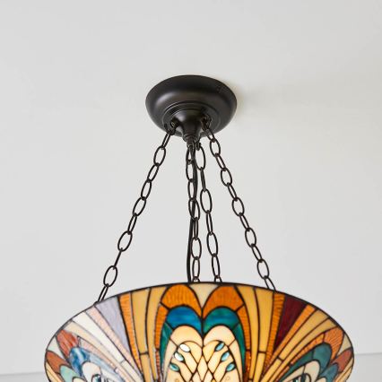 Endon 70750 - Πολυέλαιος σε αλυσίδα Tiffany HECTOR 3xE27/60W/230V, διάμ. 40 εκ.