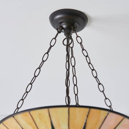 Endon 70754 - Κρεμαστό φωτιστικό Tiffany DARK STAR με αλυσίδα, 3xE27/60W/230V, διάμ. 49 cm