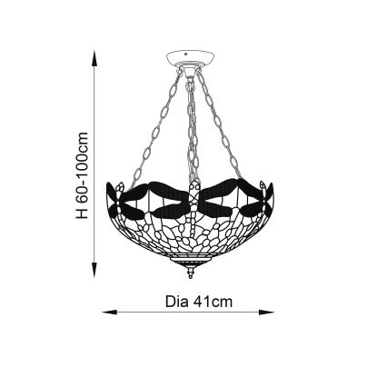 Endon 70759 - Πολυέλαιος με αλυσίδα DRAGONFLY 3xE27/60W/230V διάμ. 41 εκ.