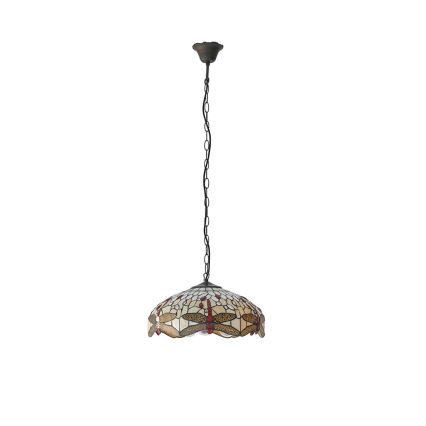 Endon 70824 - Πολυέλαιος με αλυσίδα Tiffany DRAGONFLY, 3xE27/60W/230V, διάμετρος 41 εκ.